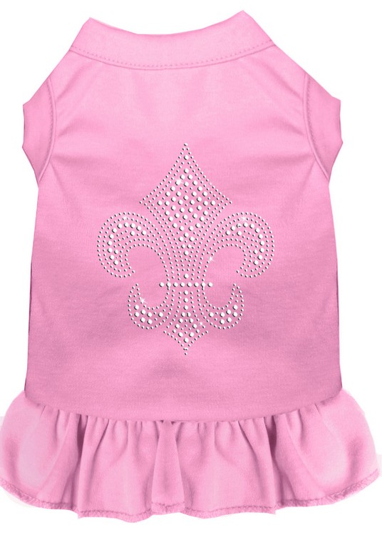 Silver Fleur de Lis Rhinestone Dress Light Pink XS